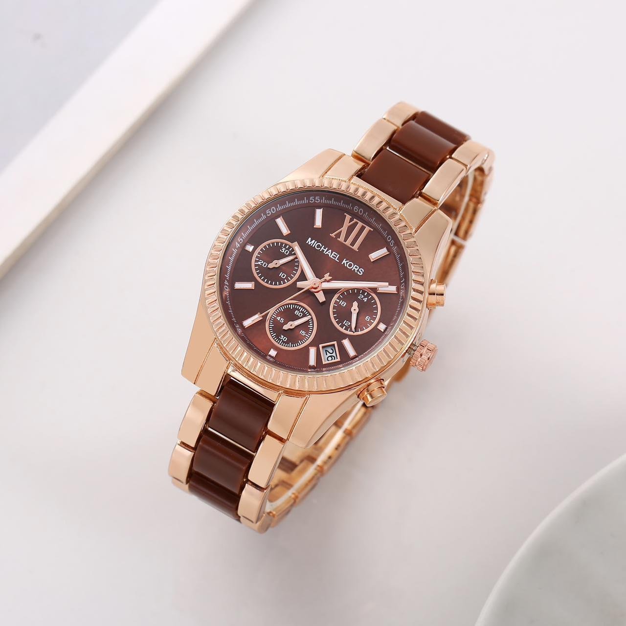 Michael Kors Rose Gold and Brown Chronograph Women's Watch